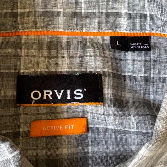ORVIS Casual Button Down Shirt Mens Size Large Active Fit Gray Plaid - Picture 3 of 9